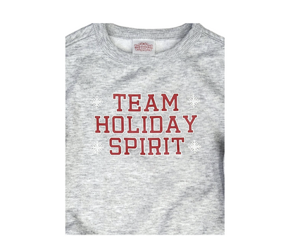Kids Gray "Team Holiday Spirit" Crewneck Christmas Fleece Sweatshirt -Wondershop