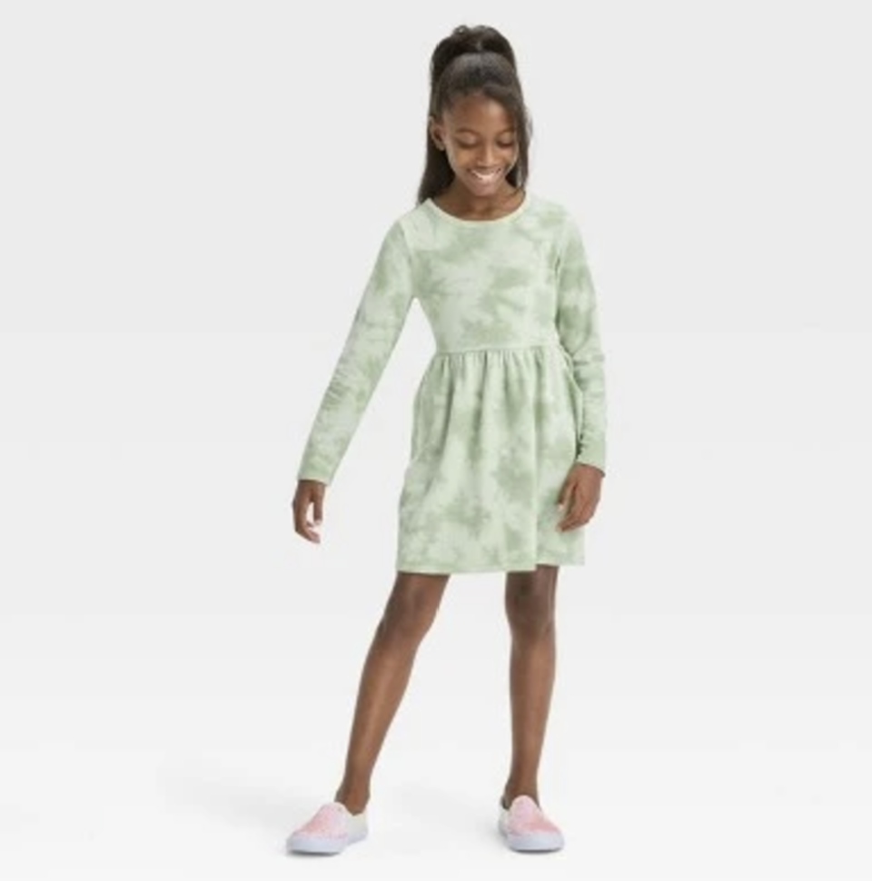 Girls’ Long Sleeve French Terry Tie-Dye Dress – Cat & Jack™