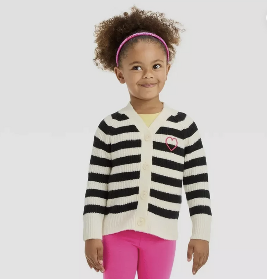 Toddler Girls' Striped Sweater Cardigan - Cat & Jack™ Black