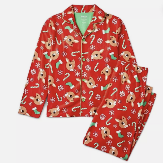 Rudolph the Red Nosed Reindeer Kids Flannel Print Pajama Set