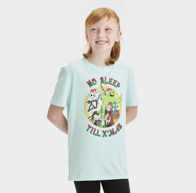 Girls' Disney Nightmare Before Christmas Short Sleeve Graphic T-Shirt - Light Mint Green