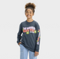 Girls' Long Sleeve 'SmileyWorld' Oversized Graphic T-Shirt - Art Class™ Gray