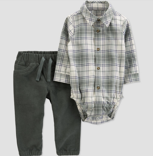 Carter's Just One You® Baby Boys' Plaid Top & Pants Set - Green