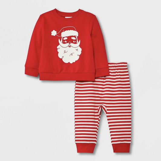 Baby 2pc Santa Fleece Graphic Top & Bottom Set - Cat & Jack™ Red