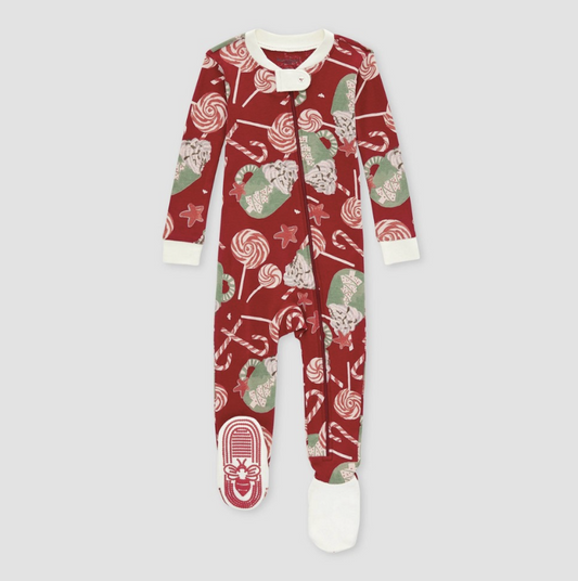 Burt's Bees Baby® Baby Organic Cotton Snug Fit Cocoa and Candy Footed Pajama - Red, 6-9M