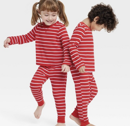 Target Toddler Striped Matching Family Thermal Pajama Set - Wondershop™ Red,12 Months