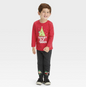 Toddler Boys' 2pc Long Sleeve Holiday Graphic T-Shirt and Fleece Jogger Pants Set - Cat & Jack™ Red 2T