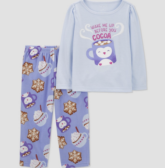 Carter's Just One You® Toddler Girls' 2pc Cocoa Fleece Long Sleeve Pajama Set - Blue 12M