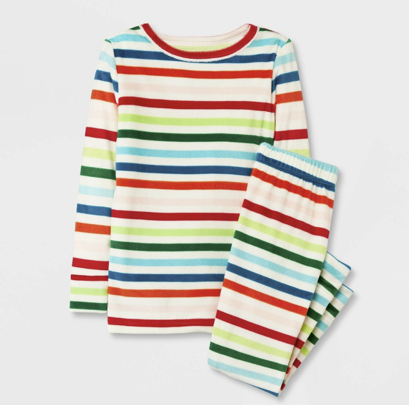 Toddler 2pc Snuggly Soft Striped Pajama Set - Cat & Jack™ ,Off-White/Red, 2T