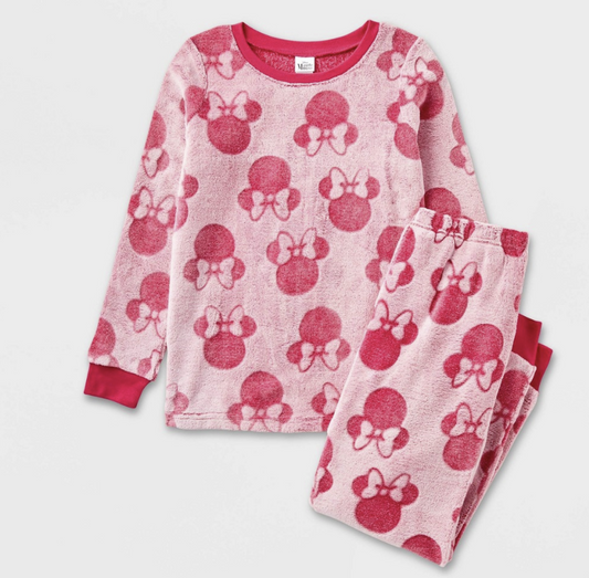 Girls' Disney Minnie Mouse 2pc Gifting Pajama Set - Pink L