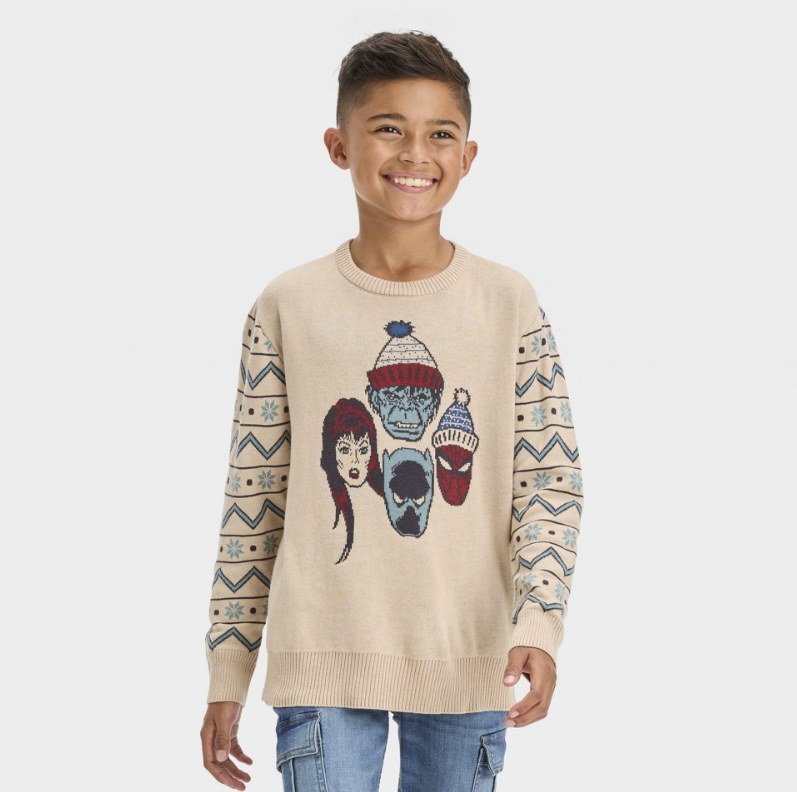 Boys' Disney 100 Marvel Holiday Sweater - Beige
