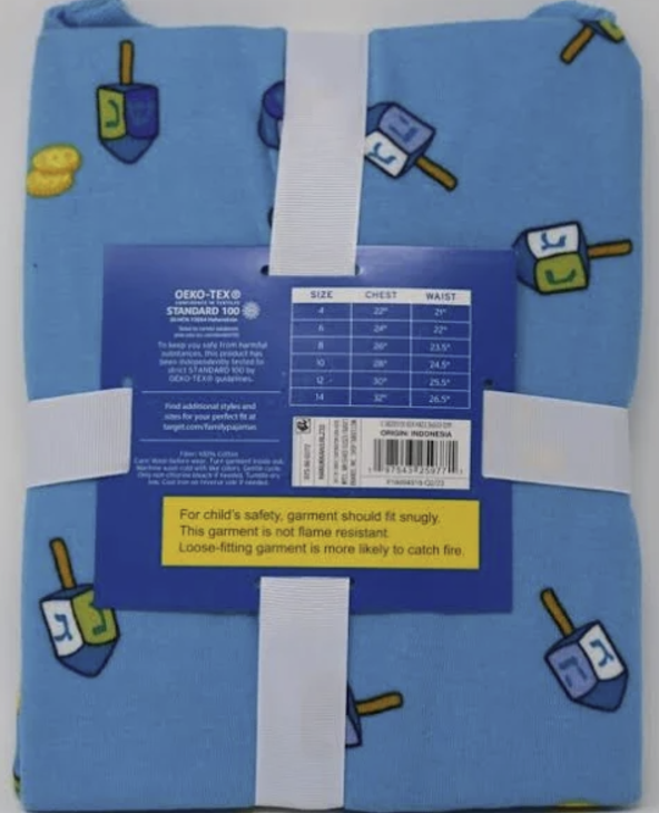 Hanukkah Matching Pajamas Sleep Set Shirt & Pants ,Kid(10)