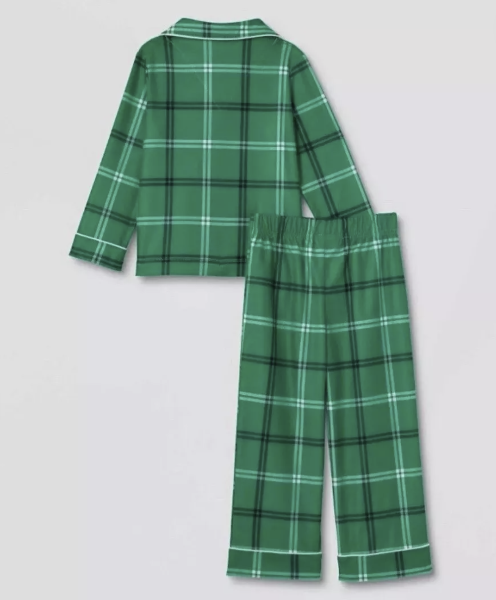 Kids Plaid Matching Family Pajama Set - Wondershop™ Green,XS