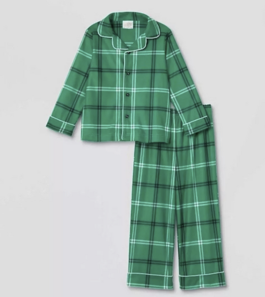 Kids Plaid Matching Family Pajama Set - Wondershop™ Green,XS