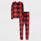 Kids' 2pc Snuggly Soft Snug Fit Pajama Set - Cat & Jack™, Red/Black