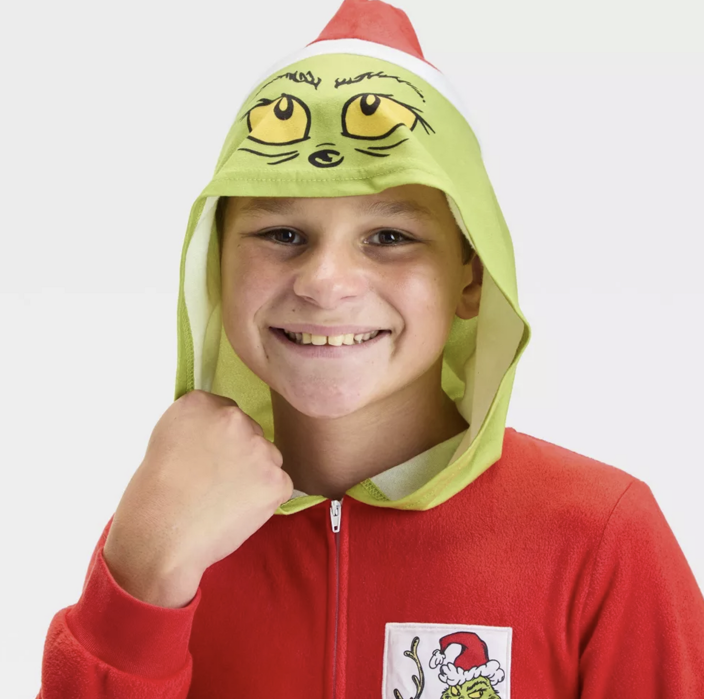 Dr. Seuss The Grinch Boy's Girl's Christmas Holiday Fleece Hooded Pajama Sleeper (Large 10/12)