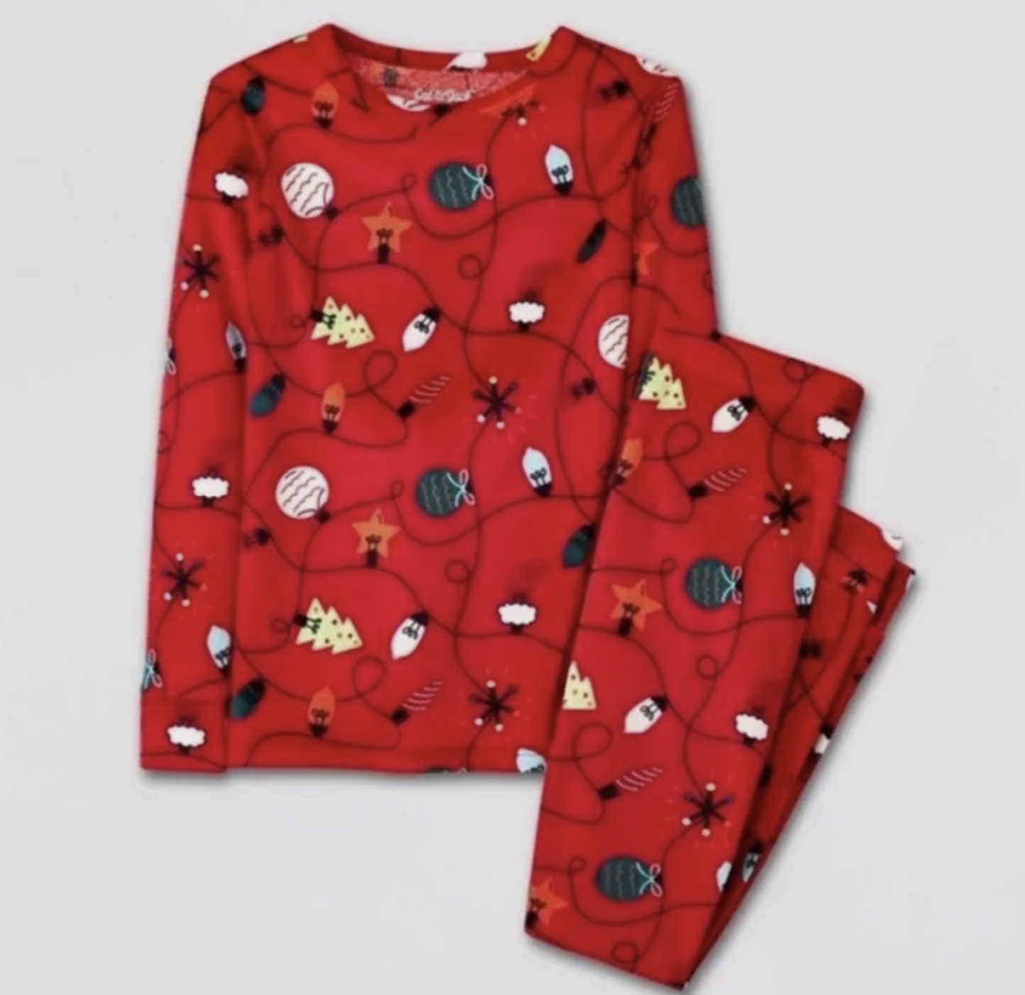 Cat And Jack Girls Soft Christmas Lights Holiday 2 Piece Pajamas set Size 4T