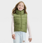Girls' Boxy Puffer Vest - Art Class™ Green, L(10/12)