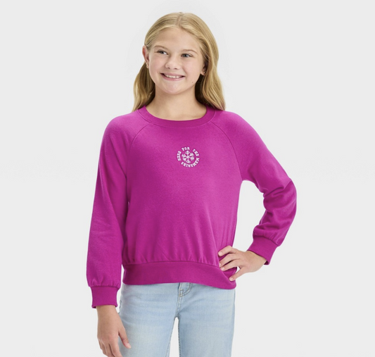 Girls' Crew Neck French Terry Pullover Sweatshirt - Cat & Jack™ Magenta Pink