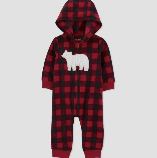 Carter's Just One You® Baby Boys' Buffalo Checkered Bear Jumpsuit - Red