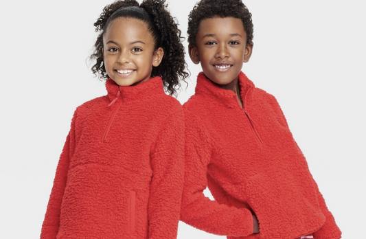 Kids' Faux Shearling Half Zip-up Pullover - Wondershop™ Red