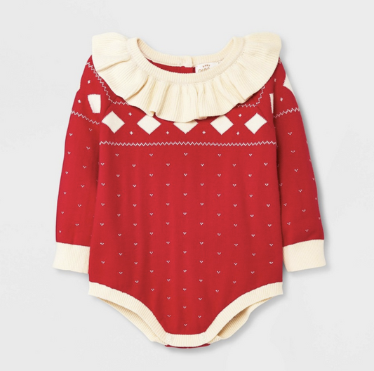 Baby Girls' Fair Isle Sweater Romper - Cat & Jack™ Red