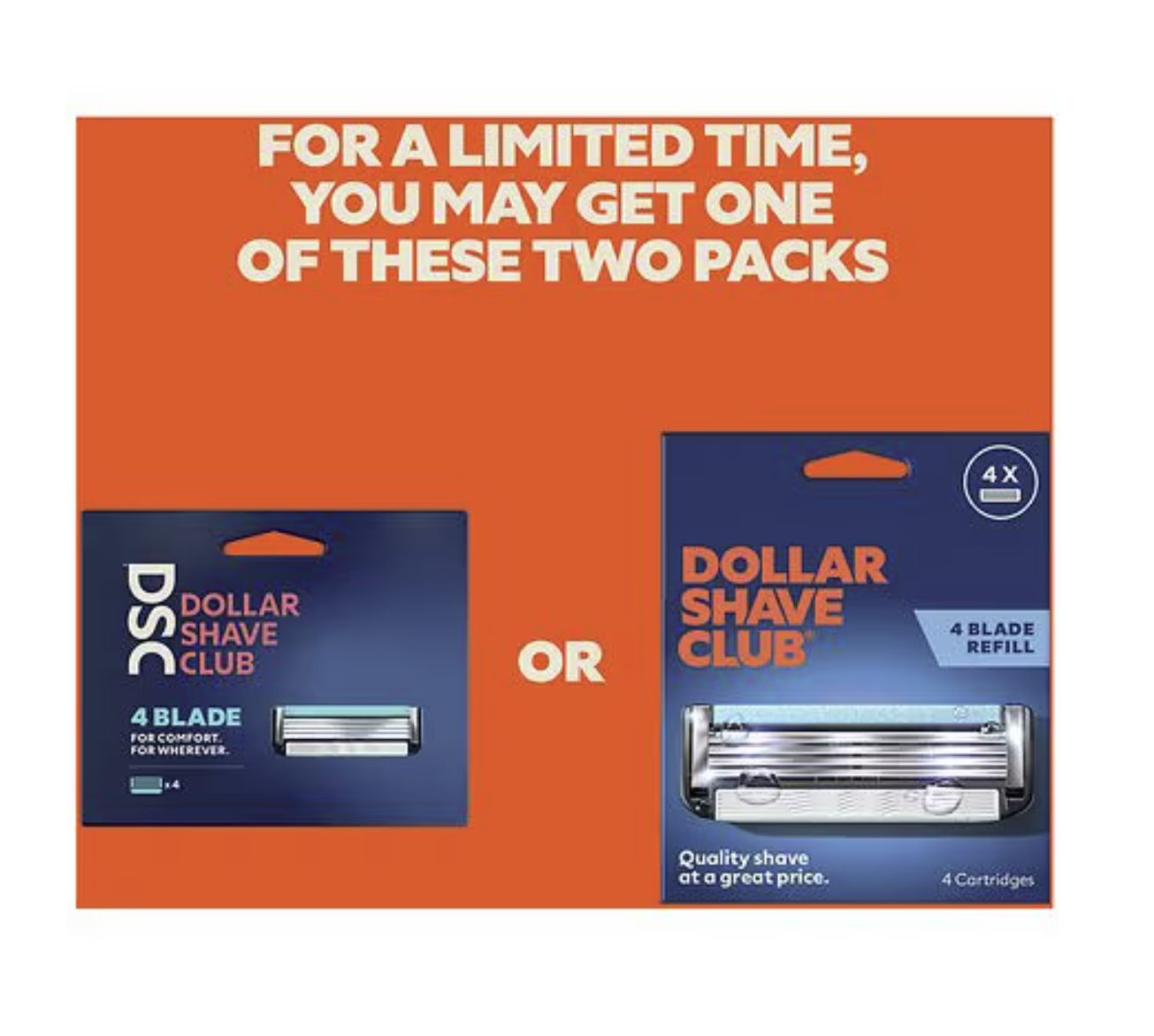 Dollar Shave Club Men's Razor 4-Blade Razor Blade Refill 4 Count