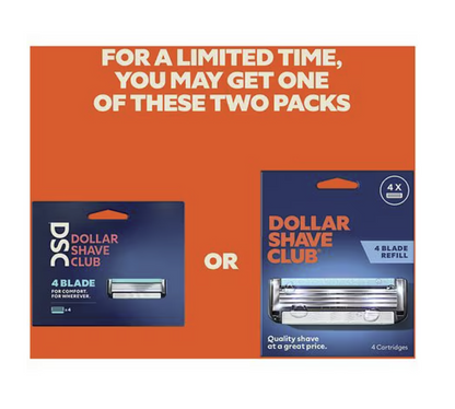 Dollar Shave Club Men's Razor 4-Blade Razor Blade Refill 4 Count