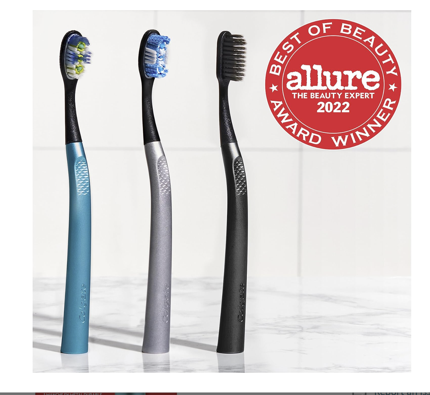 Colgate 360 Floss Tip Replaceable Head Toothbrush Starter Kit, 2 Brush Heads and Metal Handle