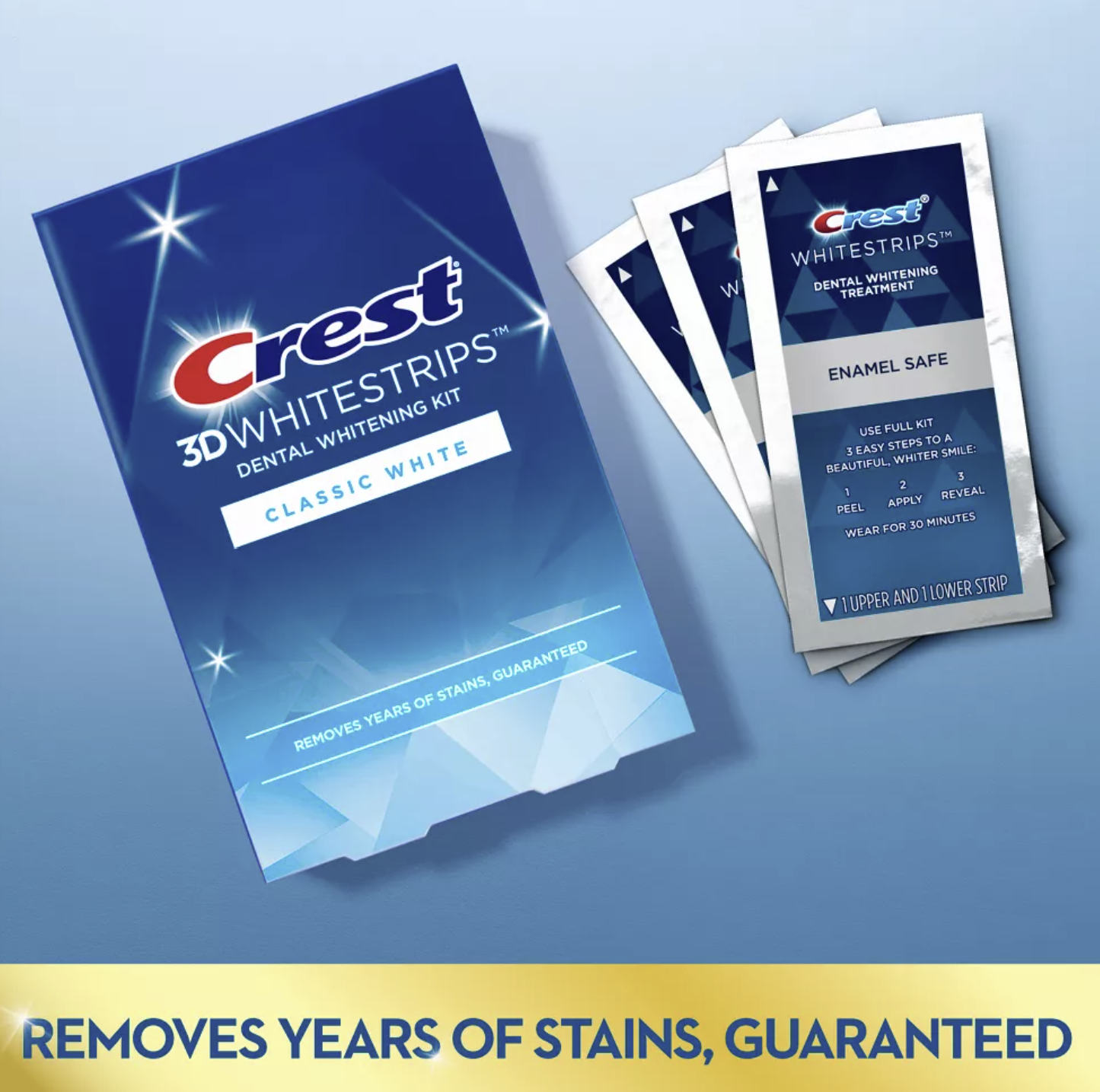 Crest 3DWhitestrips Classic White At-home Teeth Whitening Kit - 10 Treatments