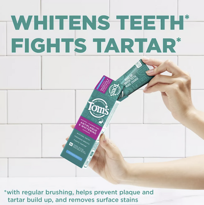 Tom's of Maine Fluoride-Free Antiplaque & Whitening Natural Toothpaste, Peppermint, 5.5 oz. 3-Pack