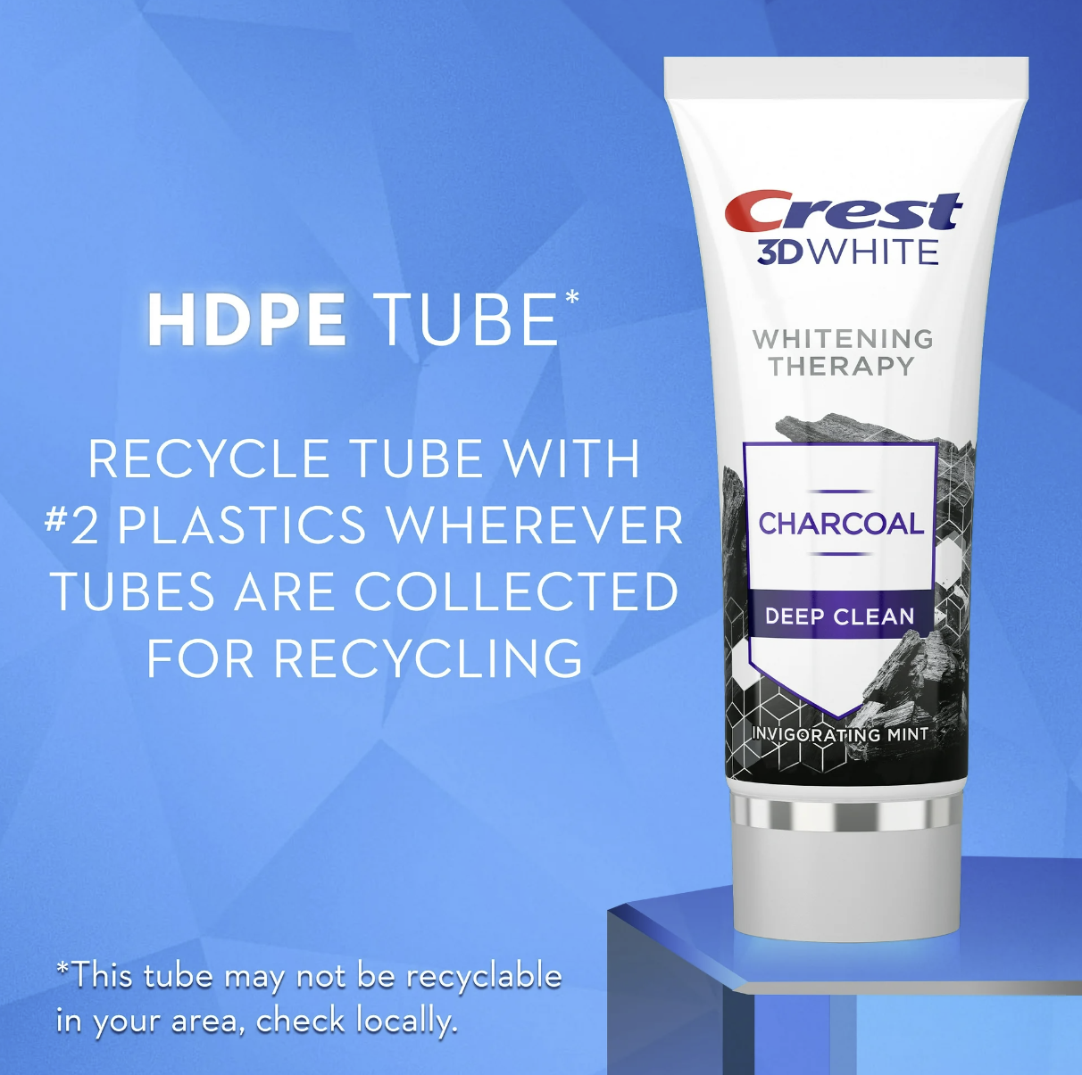 Crest 3D White Whitening Therapy Charcoal Deep Clean Fluoride Toothpaste, Invigorating Mint, 3.5 Ounce, Pack of 2