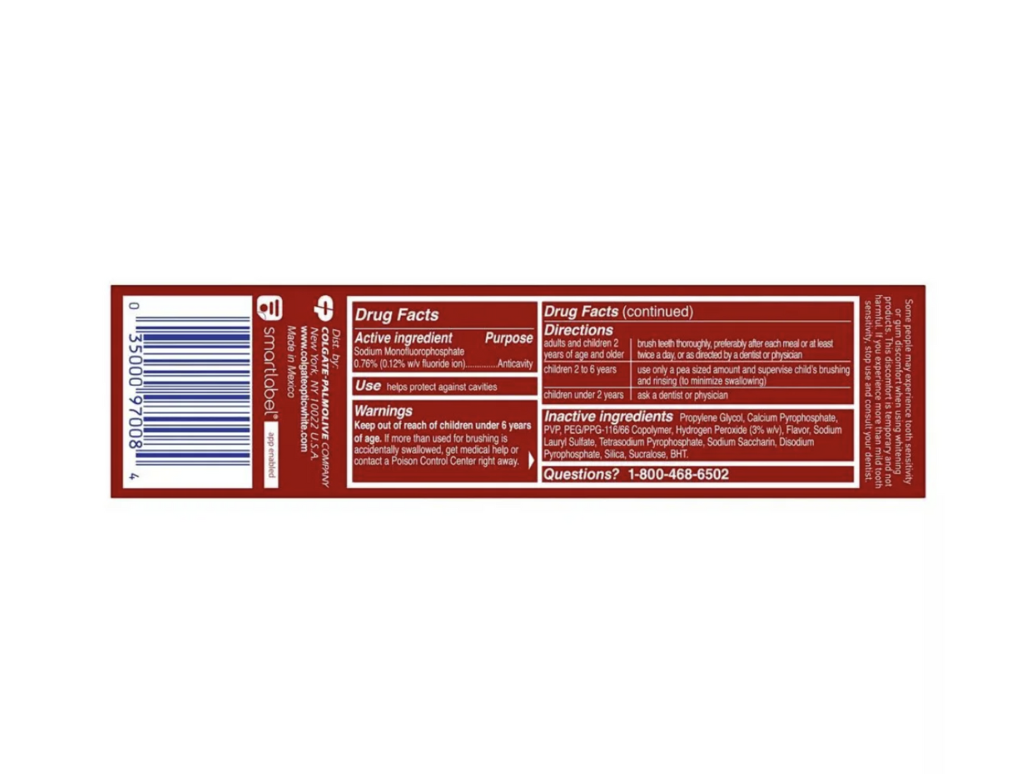Colgate Optic White Renewal Teeth Whitening Toothpaste, High Impact White, 3 Oz Tube,